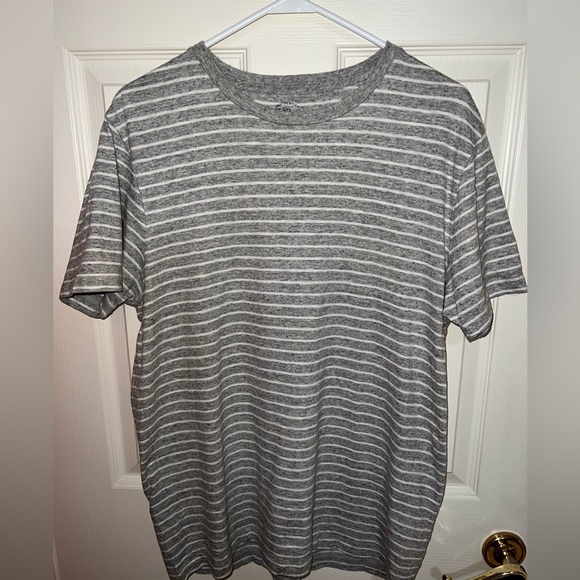 J Crew knit top! Grey base with white stripe! Only worn a few times. Size M - Picture 2 of 6